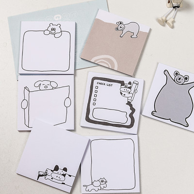 1 пакет Kawaii Cow Koala Bear Note Planner Message Memo Pad Korean Ins Канцеларски бележник Office Leave Message Офис консумативи