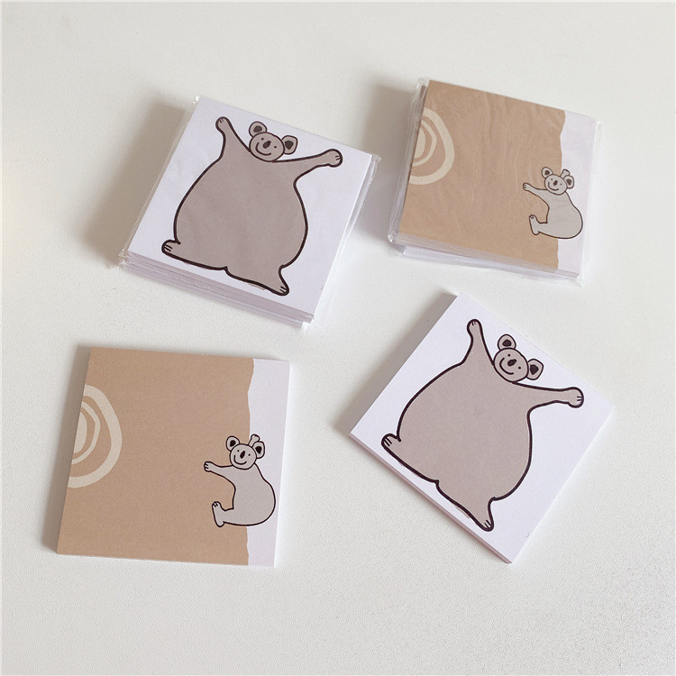 1 Pack Kawaii Cow Koala Bear Piezīmju plānotājs Ziņojumu bloks Korejiešu Ins Kancelejas piederumi Piezīmju bloks Biroja atvaļinājuma ziņojums Biroja piederumi