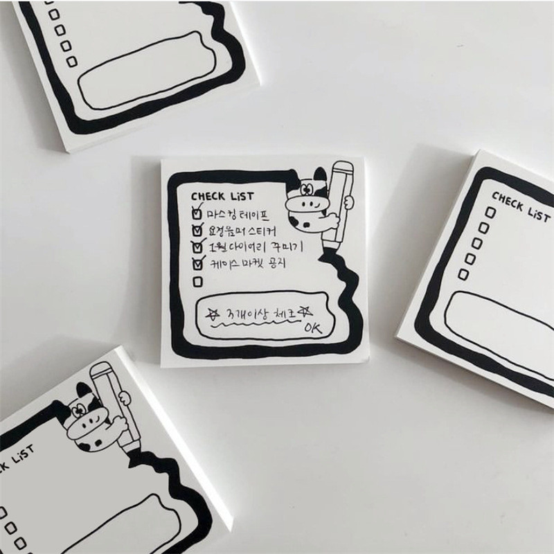 1 Pack Kawaii Cow Koala Bear Piezīmju plānotājs Ziņojumu bloks Korejiešu Ins Kancelejas piederumi Piezīmju bloks Biroja atvaļinājuma ziņojums Biroja piederumi