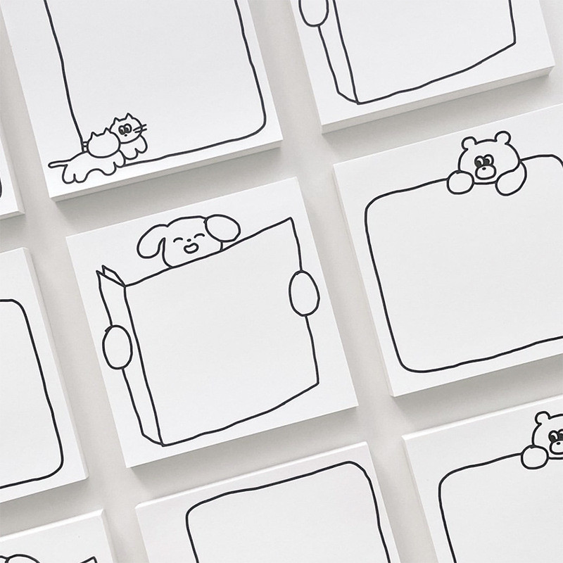 1 Pack Kawaii Cow Koala Bear Piezīmju plānotājs Ziņojumu bloks Korejiešu Ins Kancelejas piederumi Piezīmju bloks Biroja atvaļinājuma ziņojums Biroja piederumi