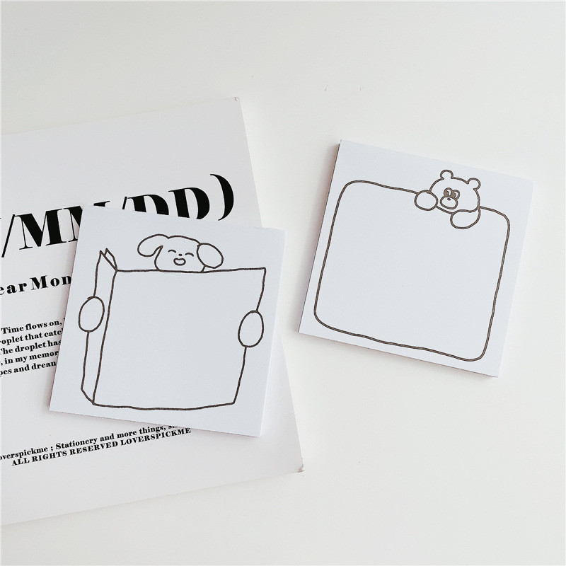 1 Pack Kawaii Cow Koala Bear Piezīmju plānotājs Ziņojumu bloks Korejiešu Ins Kancelejas piederumi Piezīmju bloks Biroja atvaļinājuma ziņojums Biroja piederumi