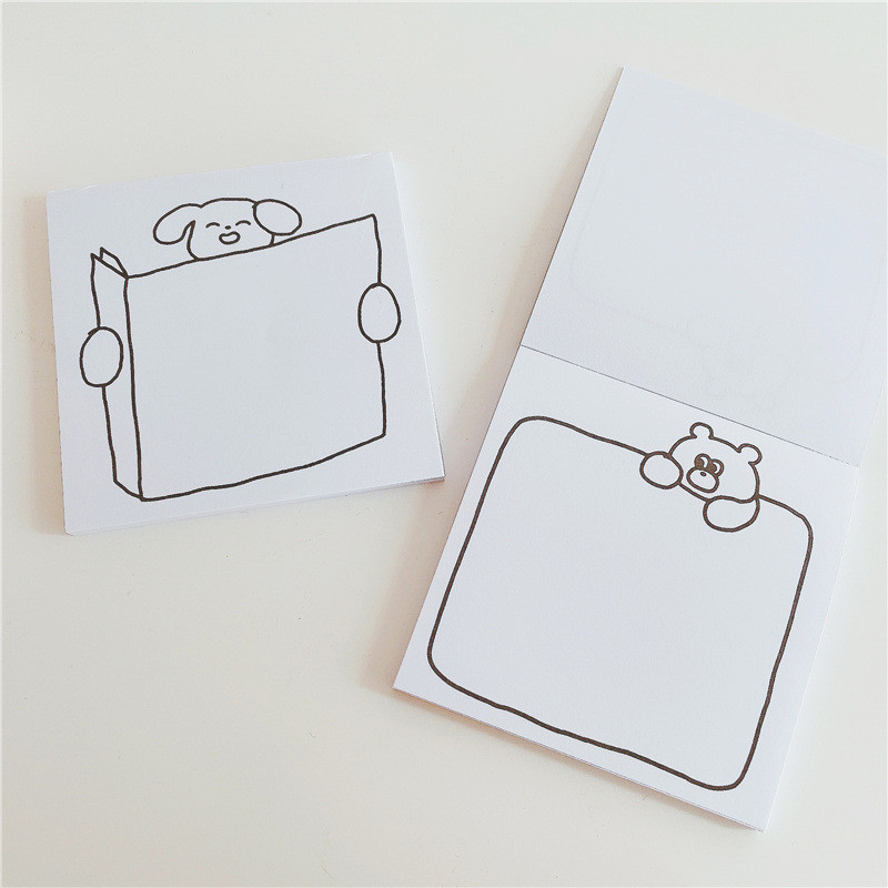 1 Pack Kawaii Cow Koala Bear Piezīmju plānotājs Ziņojumu bloks Korejiešu Ins Kancelejas piederumi Piezīmju bloks Biroja atvaļinājuma ziņojums Biroja piederumi