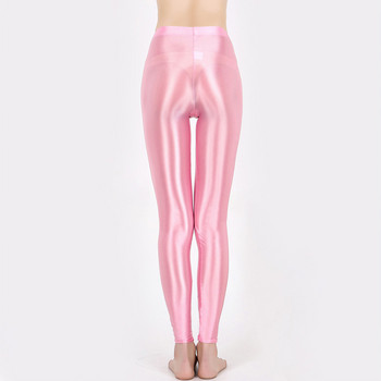 Горещи продавани дамски лъскави клинове Дамски едноцветни безшевни тесни тънки клинове с дължина до глезена Еластични панталони