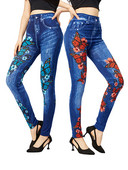 INDJXND elasztikus imitáció műfarmer leggings magas derekú fitnesz leggins sport Push Up varrat nélküli nyomtatás pillangó ceruza nadrág