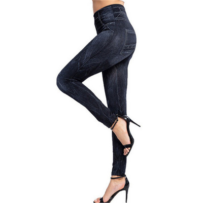 INDJXND elasztikus imitáció műfarmer leggings magas derekú fitnesz leggins sport Push Up varrat nélküli nyomtatás pillangó ceruza nadrág