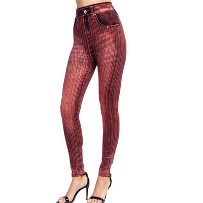 INDJXND elasztikus imitáció műfarmer leggings magas derekú fitnesz leggins sport Push Up varrat nélküli nyomtatás pillangó ceruza nadrág