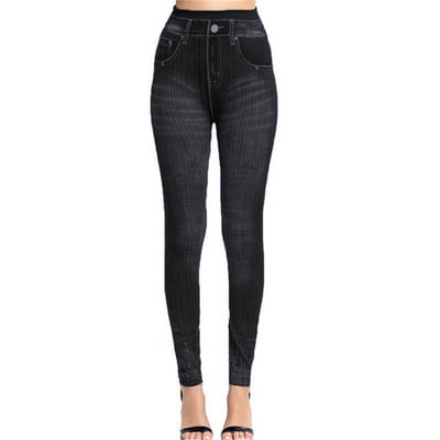 INDJXND elasztikus imitáció műfarmer leggings magas derekú fitnesz leggins sport Push Up varrat nélküli nyomtatás pillangó ceruza nadrág