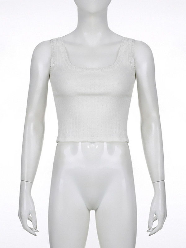 IAMHOTTY puķu tamborēta trikotāžas tops y2k Coquette estētisks apģērbs bez piedurknēm Crop top klasiskā stila Kawaii Cami Summer