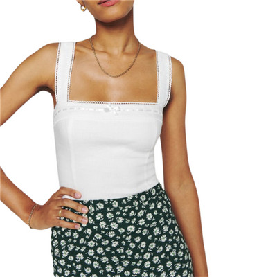Női Crop Top Elegáns Női Ruhák Virágmintás/egyszínű négyzetes gallér Ujjatlan cipők Csipke díszítésű mellény buli klubruházat