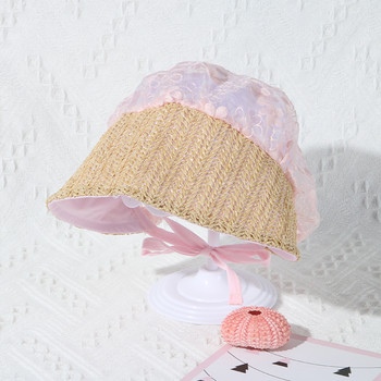 Сладка, сладка бебешка шапка, дантелено цвете, новородени момичета, сламена шапка, лятна бебешка бебешка шапка с дантела, капачка с дантела, боне