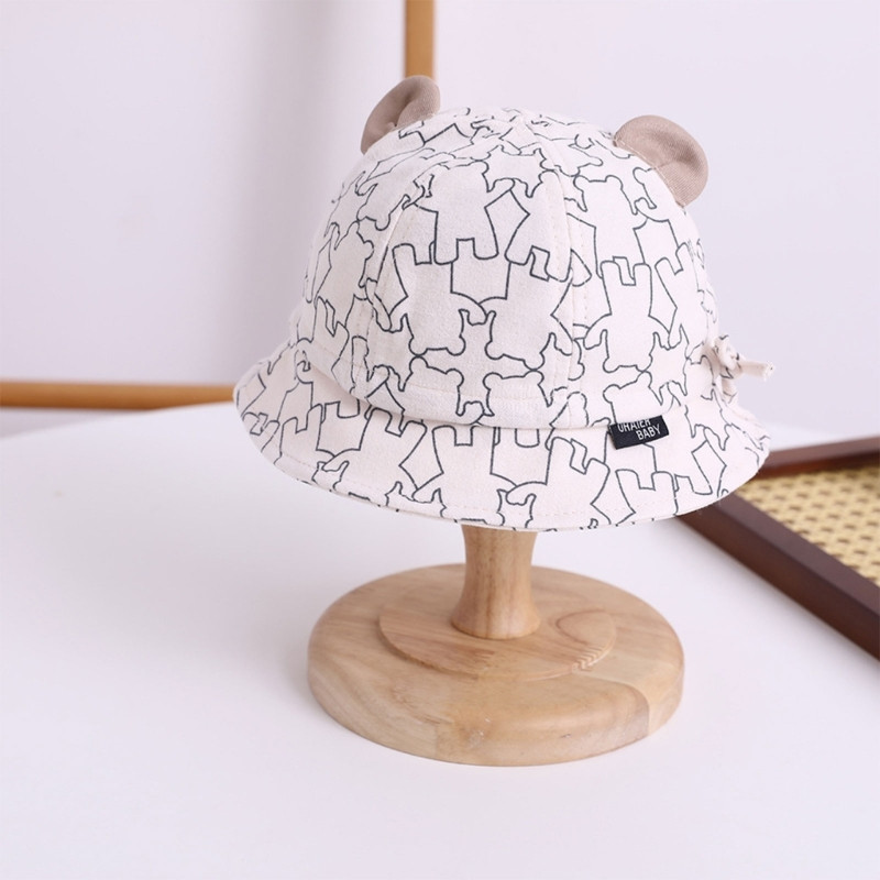 Καπέλο μωρού Cartoon Bear Ear Bucket Bucket Αντιανεμικό Καπέλο Panama Προστατευτικά από τον ήλιο για αγόρια κορίτσι Unisex Μαλακό καπέλο ψαρά