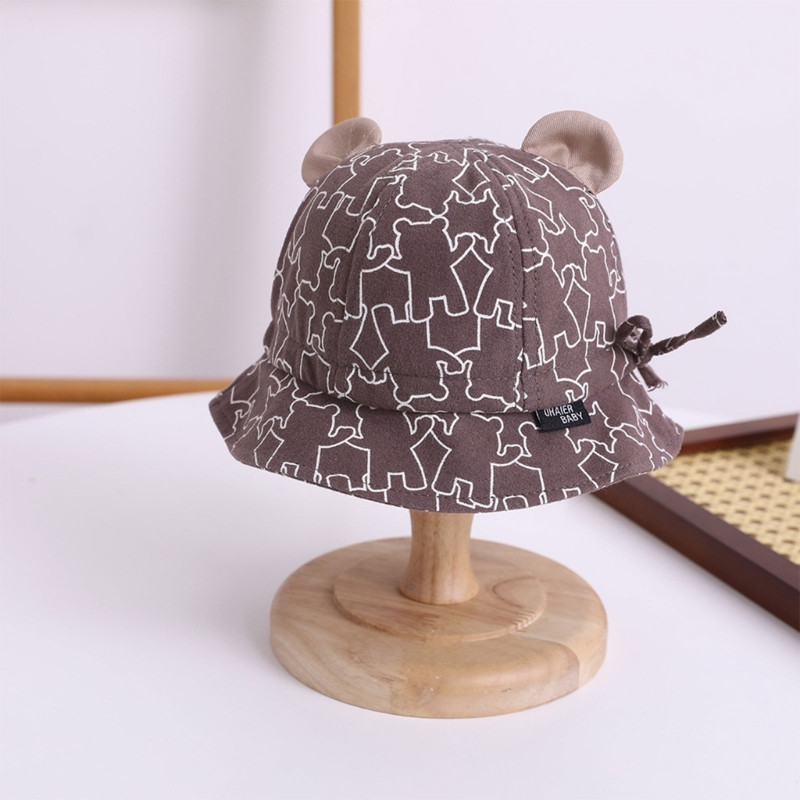 Καπέλο μωρού Cartoon Bear Ear Bucket Bucket Αντιανεμικό Καπέλο Panama Προστατευτικά από τον ήλιο για αγόρια κορίτσι Unisex Μαλακό καπέλο ψαρά