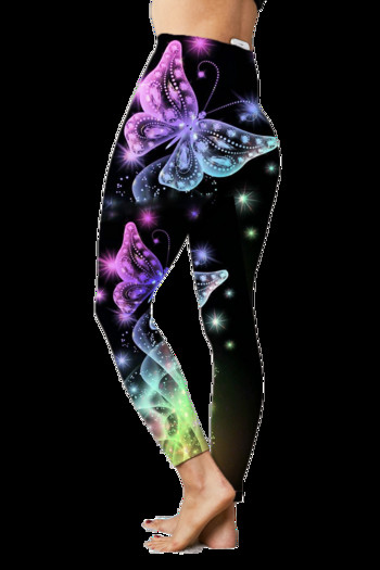 2022 Дамски есенни модни клинове с принт на пеперуди Високоеластични фитнес клинове Модни фитнес клинове Спортни панталони за йога Голям размер XS-8XL