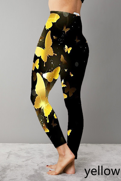 2022 Női Őszi divat Pillangómintás Leggings Magas elasztikus Gym Divat Fitness Leggings Sport Jóga Nadrág Nagy méret XS-8XL