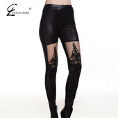 CHLEISURE S-XL női szexi csipke patchwork Punk Rock leggings Alkalmi legging Calzas Deportivas Mujer punk stílusú leggins