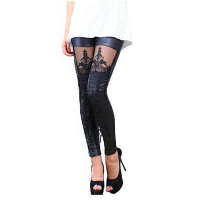 CHLEISURE S-XL női szexi csipke patchwork Punk Rock leggings Alkalmi legging Calzas Deportivas Mujer punk stílusú leggins