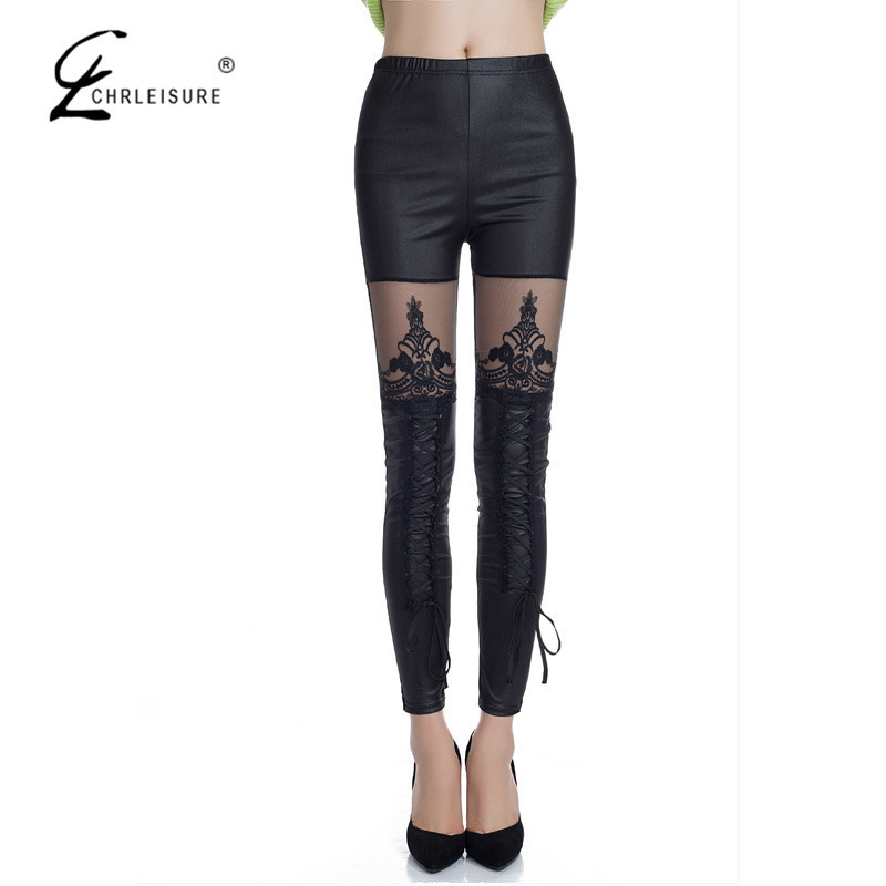 CHLEISURE S-XL Γυναικεία σέξι δαντελένια συνονθύλευμα πανκ ροκ κολάν casual κολάν Calzas Deportivas Mujer Punk Style Leggins