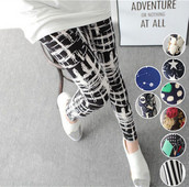 Virágmintás leggings Szexi női női karcsú magas elasztikus pamut nadrág többszörös