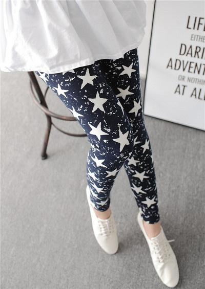 Virágmintás leggings Szexi női női karcsú magas elasztikus pamut nadrág többszörös
