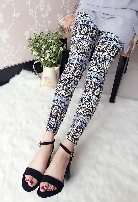 Seksi ženske tajice s otisnutim cvjetićima, tanke, visoke elastične pamučne hlače