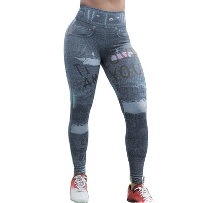 FCCEXIO Magas derekú őszibarack fenék Sport Fitness Leggings Harisnya Futó Edzés Farmermintás jóganadrág Push Up Gym Leggings
