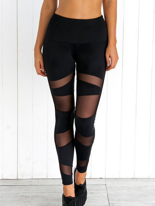 Γυμναστήριο Επίδεσμος Διχτυωτό κολάν Σέξι Γυναικεία κολάν γυμναστικής Push Up Jeggings Μαύρο ψηλό ελαστικό πολυεστέρα ελαστικό παντελόνι γυμναστικής μέσης