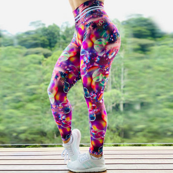 FCCEXIO Rainbow Bubbles Pattern Print Γυναικεία παντελόνια Push Up Running Sports Sexy κολάν Slim παντελόνι Νέο παντελόνι Fitness legging