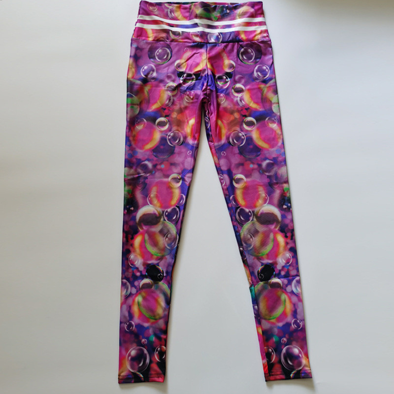 FCCEXIO varavīksnes burbuļu raksta apdruka Sieviešu bikses Push Up Skriešana Sports Seksīgi legingi Tievas bikses Jaunas bikses Fitnesa legingi