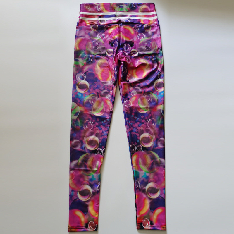 FCCEXIO varavīksnes burbuļu raksta apdruka Sieviešu bikses Push Up Skriešana Sports Seksīgi legingi Tievas bikses Jaunas bikses Fitnesa legingi