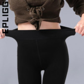 Epligg Stretchy fekete leggings női téli leggings meleg leggins magas derekú egyszínű bársony női vastagított bársony leggings