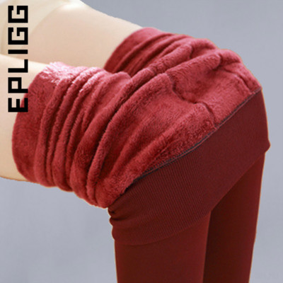 Epligg Stretchy fekete leggings női téli leggings meleg leggins magas derekú egyszínű bársony női vastagított bársony leggings