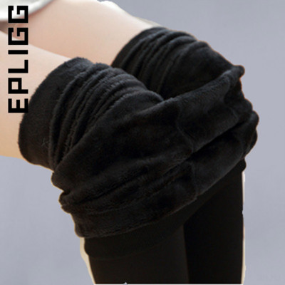 Epligg Stretchy fekete leggings női téli leggings meleg leggins magas derekú egyszínű bársony női vastagított bársony leggings