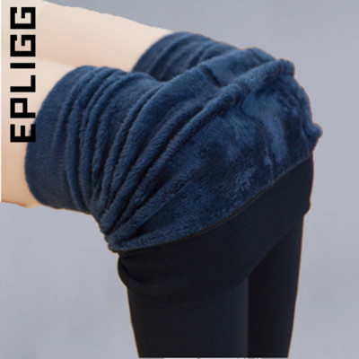 Epligg Stretchy fekete leggings női téli leggings meleg leggins magas derekú egyszínű bársony női vastagított bársony leggings