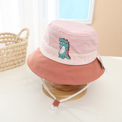 Rajzfilm dinoszaurusz nyomat baba vödör sapkák fiú lánynak aranyos állat csecsemő halász sapka nyári totyogó Panama napsapka Bonnet Gorra