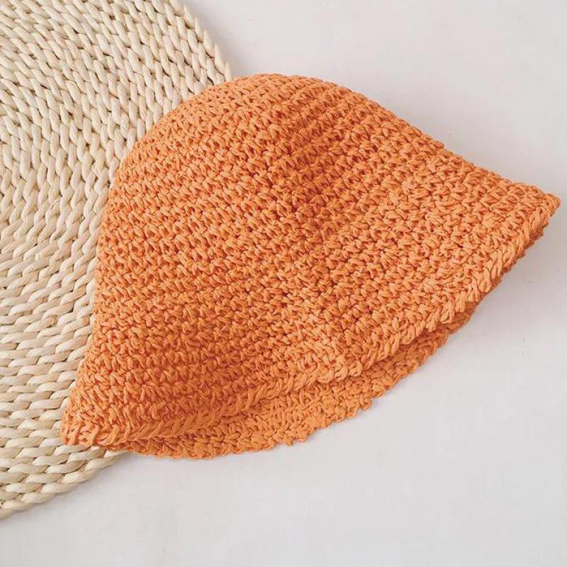 10 Χρώμα Καλοκαιρινό Πλεκτό Ψάθινο Καπέλο Κοριτσιού Μωρό Καραμέλα Χρώμα Αλεξήλιο Καπέλα Ψαρά Simple Beach Cap Boys Casual Boutique Καπέλα