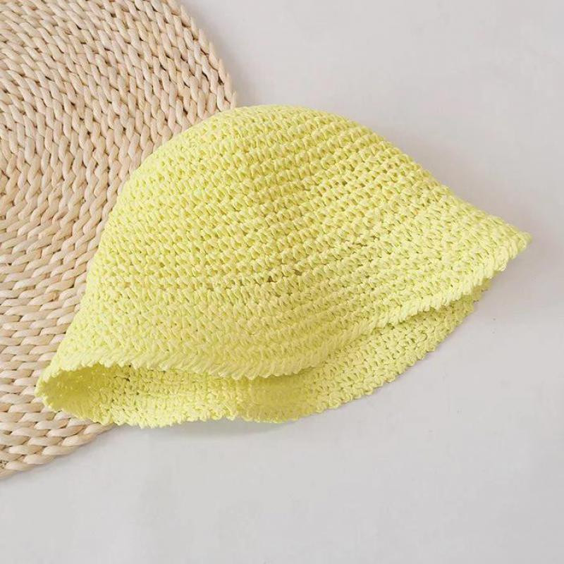 10 Χρώμα Καλοκαιρινό Πλεκτό Ψάθινο Καπέλο Κοριτσιού Μωρό Καραμέλα Χρώμα Αλεξήλιο Καπέλα Ψαρά Simple Beach Cap Boys Casual Boutique Καπέλα