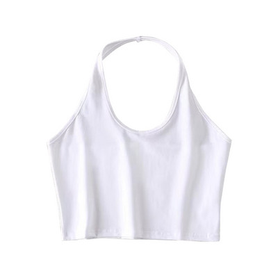 Masszív kötőfékű akasztófelső nőknek nyári szexi kötőfékes nyakú Bodycon ujjatlan, hát nélküli Crop top Aranyos babapóló, Y2K ruházati cső felsők