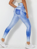 Női Magas derekú Jóganadrágok Poliészter Sportnadrágok Farmerutánzatok Tornatermi Leggings 3D Nyomtatás Fitnesz Leggings Harisnya Push Up nadrág