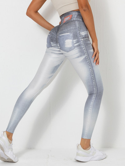 Női Magas derekú Jóganadrágok Poliészter Sportnadrágok Farmerutánzatok Tornatermi Leggings 3D Nyomtatás Fitnesz Leggings Harisnya Push Up nadrág