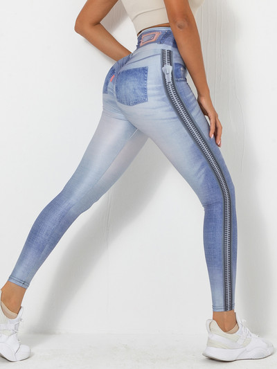 Női Magas derekú Jóganadrágok Poliészter Sportnadrágok Farmerutánzatok Tornatermi Leggings 3D Nyomtatás Fitnesz Leggings Harisnya Push Up nadrág