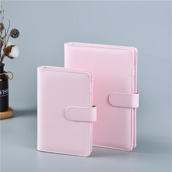 Macaron Color A5 Ring Binder PU Clip-on Notebook Δερμάτινο κάλυμμα σημειωματάριου Loose Leaf Notebooks Journal Kawaii Stationery