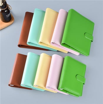 Macaron Color A5 Ring Binder PU Clip-on Notebook Δερμάτινο κάλυμμα σημειωματάριου Loose Leaf Notebooks Journal Kawaii Stationery