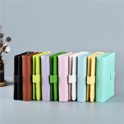 Macaron Color A5 Ring Binder PU Clip-on Notebook Leather Loose Leaf Notebook Cover Notebooks Journal Kawaii Stationery