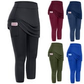 Leggings Női Teniszszoknyás Magas derekú Leggings Zsebek Rugalmas Sport Fitness Legging Magas derekú Vékony kocogónadrág #YY