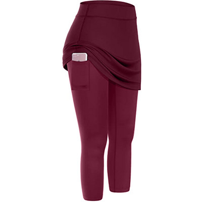 Leggings Női Teniszszoknyás Magas derekú Leggings Zsebek Rugalmas Sport Fitness Legging Magas derekú Vékony kocogónadrág #YY