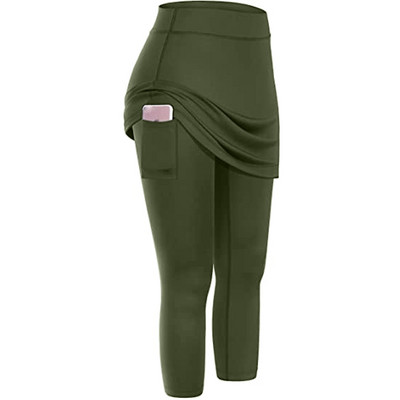 Leggings Női Teniszszoknyás Magas derekú Leggings Zsebek Rugalmas Sport Fitness Legging Magas derekú Vékony kocogónadrág #YY