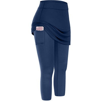 Leggings Női Teniszszoknyás Magas derekú Leggings Zsebek Rugalmas Sport Fitness Legging Magas derekú Vékony kocogónadrág #YY