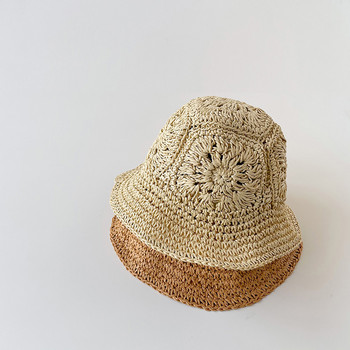 Νέο καλοκαιρινό ψάθινο καπέλο για παιδιά Καλοκαιρινό καπέλο για μωρά για εξόρμηση ρετρό αντηλιακό κούφιο αντηλιακό καπέλο ψάθινο καπέλο ψάρεμα βρέφος
