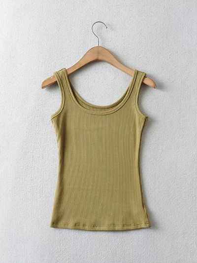 Crop felsők, női 2023 nyári, szolid, szexi U nyakú, ujjatlan, kötött táskafelső, Basic Camisole