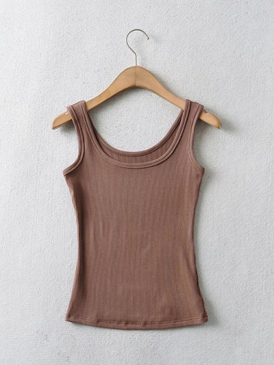 Crop felsők, női 2023 nyári, szolid, szexi U nyakú, ujjatlan, kötött táskafelső, Basic Camisole
